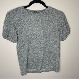 Zara grey puffy short sleeve sweater.